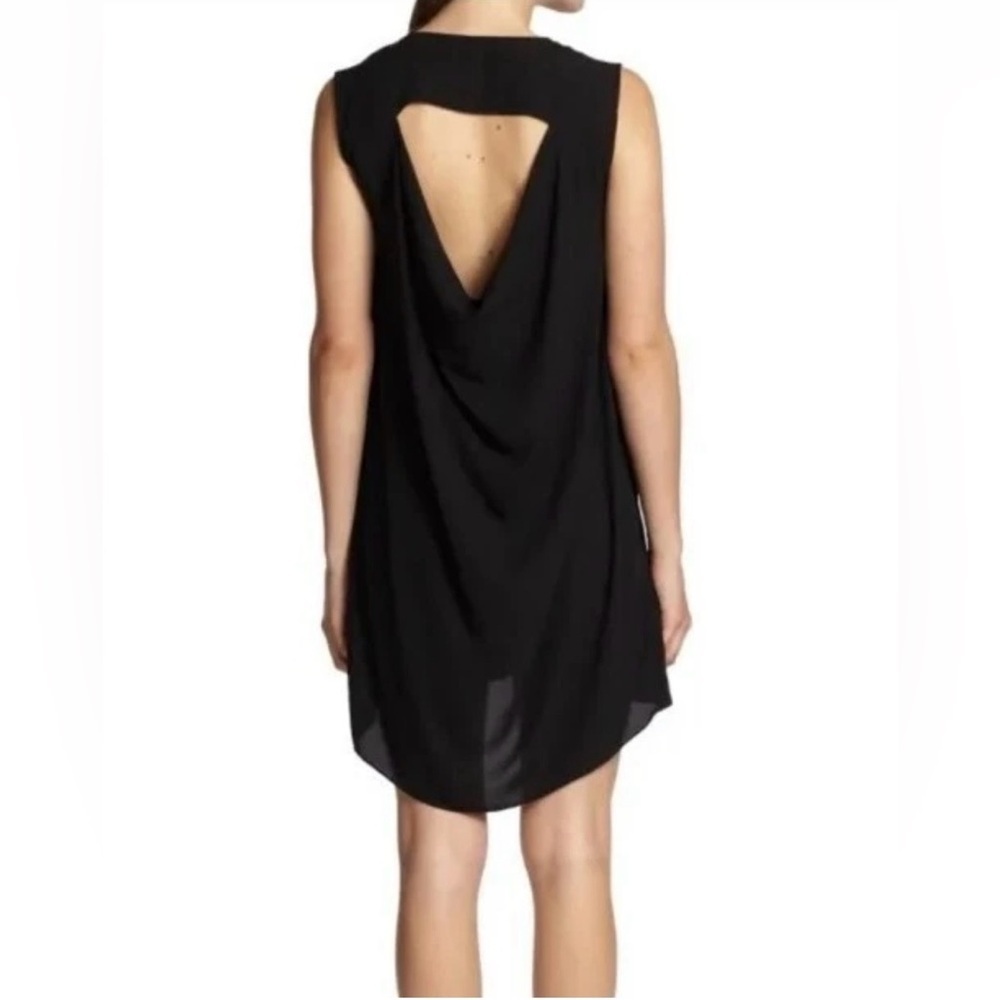 BCBG Jena Black Sleeveless Ruffle Front Open Back Cocktail Party Dress Sz M - Picture 2 of 9